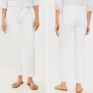 NWT $80 LOFT The Girlfriend Mid Rise Curvy Jeans - White, Women’s Size 18/34